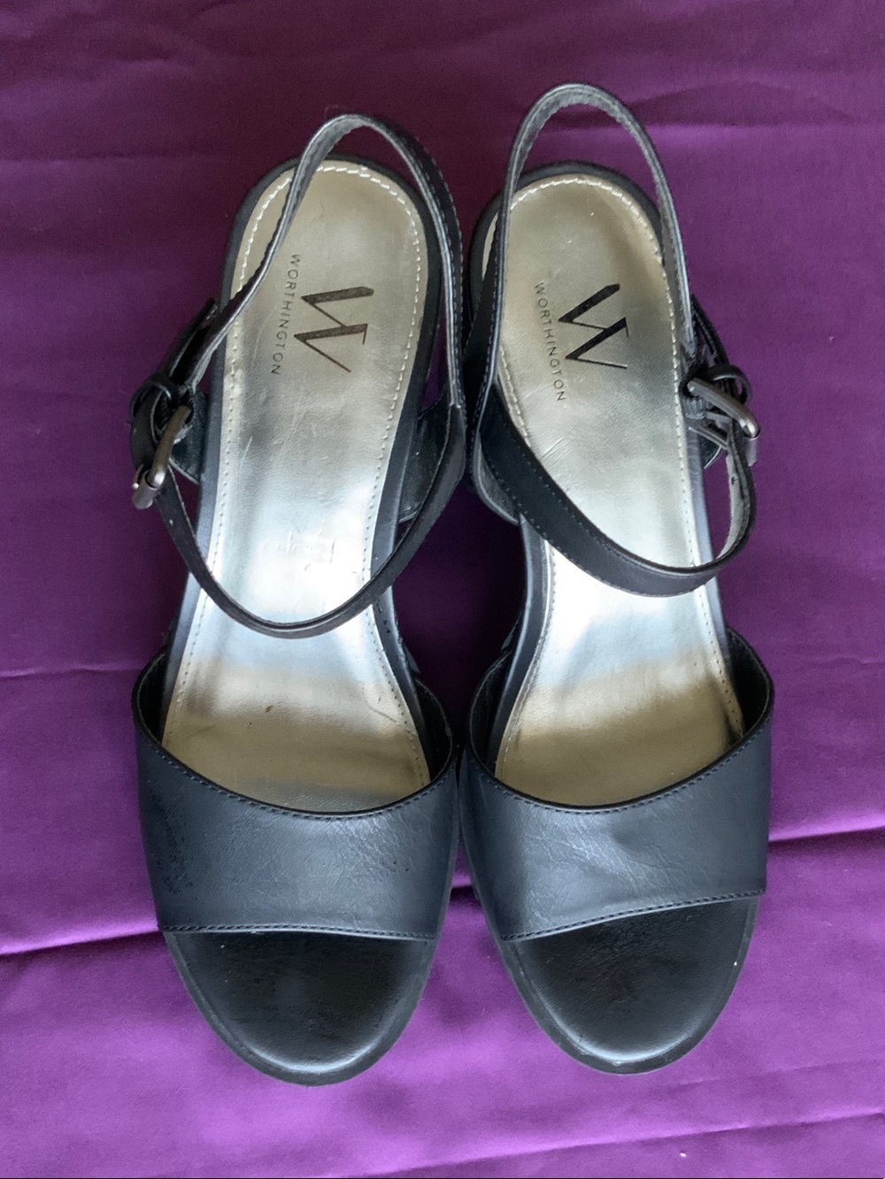 Worthington Black Open-Toe Slingback Sandals